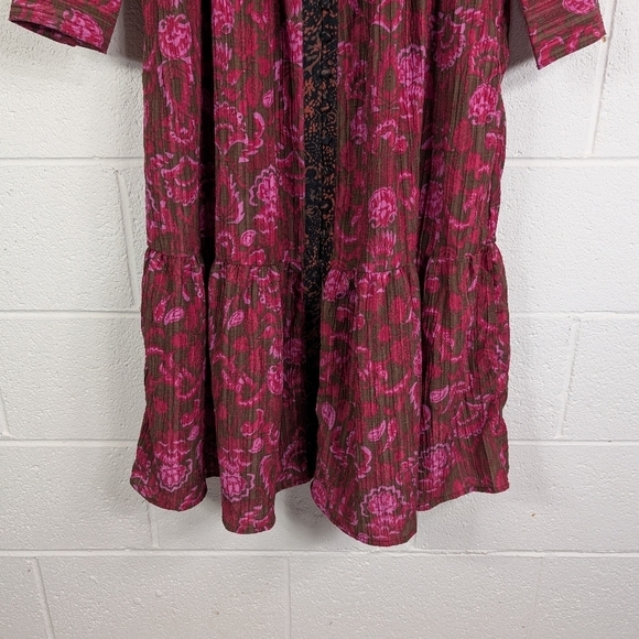 Sam Edelman Dress Womens L Purple Pink Floral Ramsey Midi Button Front Boho - Picture 3 of 7